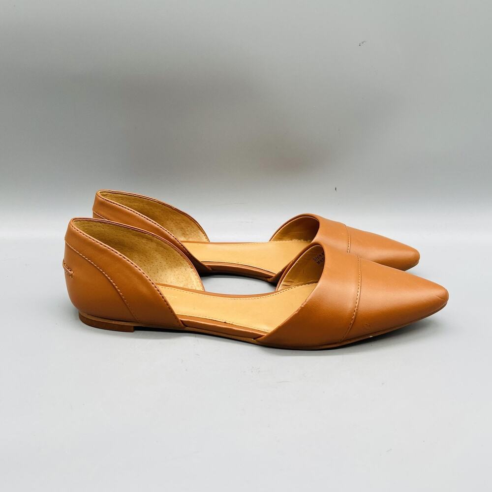 J Crew Shoes Womens 8.5 Brown Leather D Orsay Flats Pointed Toe Slip On Casual